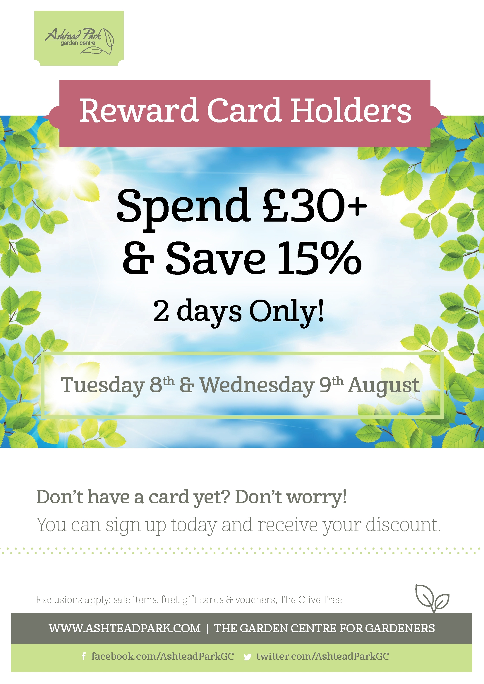 Flash 15 Discount 8 9 August Ashtead Park Garden Centre Surrey