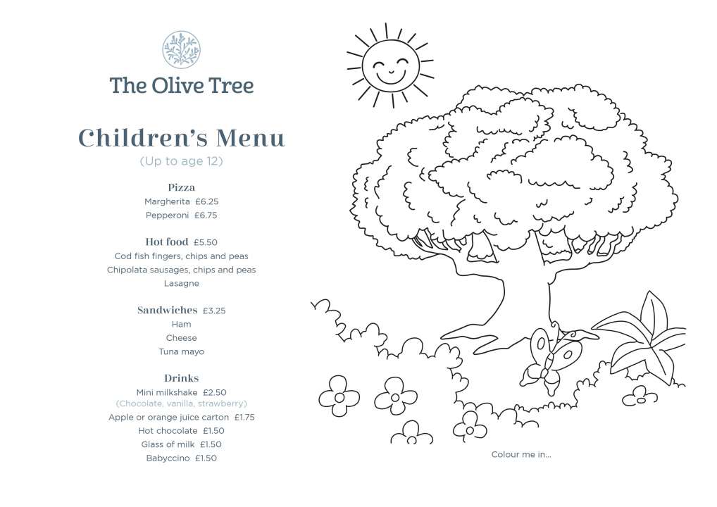 Children S Menu The Olive Tree Ashtead Park Garden Centre Surrey